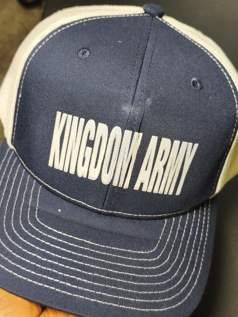 Navy blue cream hat
